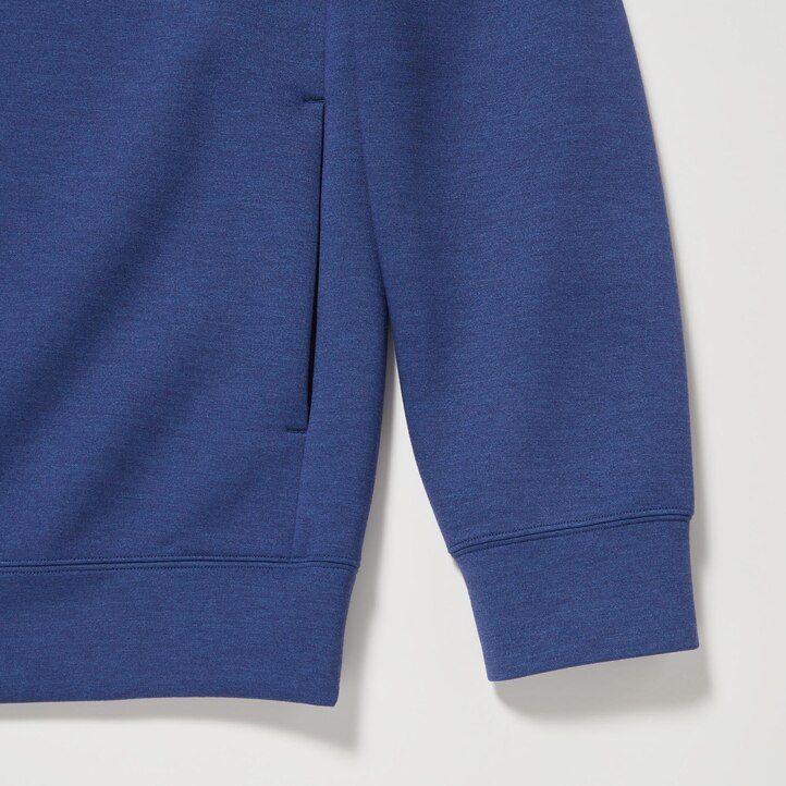 grå uniqlo dry sweat stretch pullover-huvtröja för män