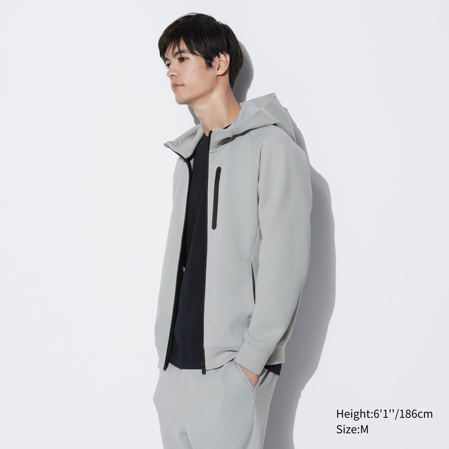 ljusgrå uniqlo dry stretch zipped herrtröja