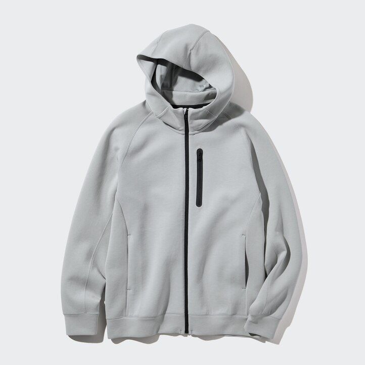 ljusgrå uniqlo dry stretch zipped herrtröja