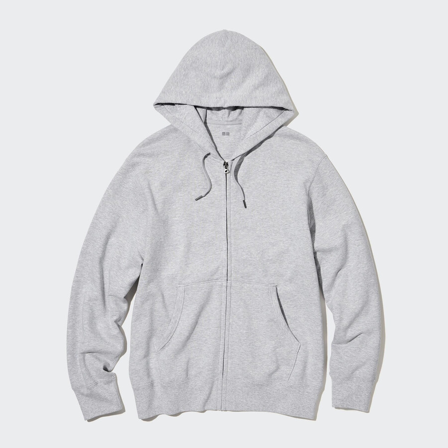 herr uniqlo sweat zipped hoodie grå