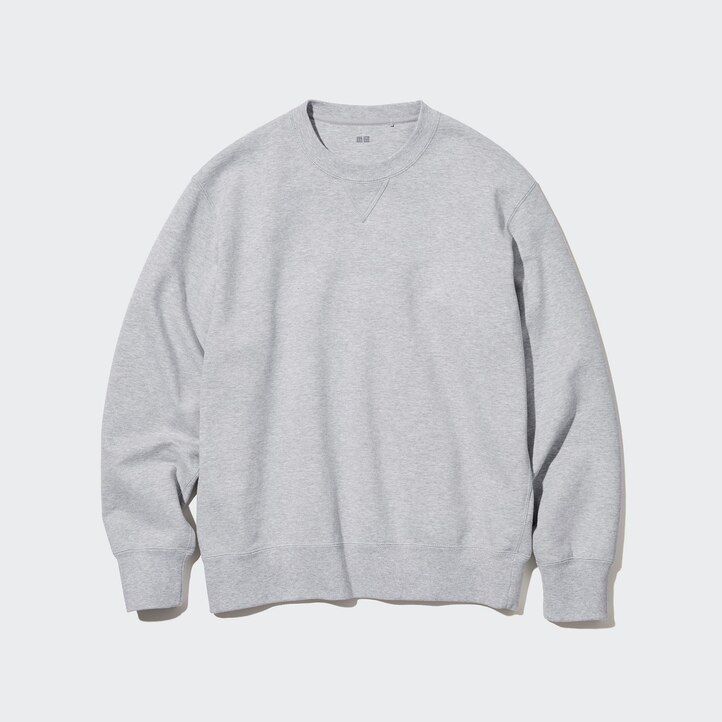 herr uniqlo bomulls-tröja med rund hals marinblå