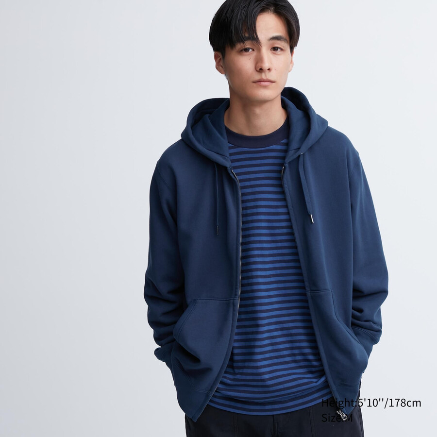 uniqlo sweat zipped herrhuvtröja blå