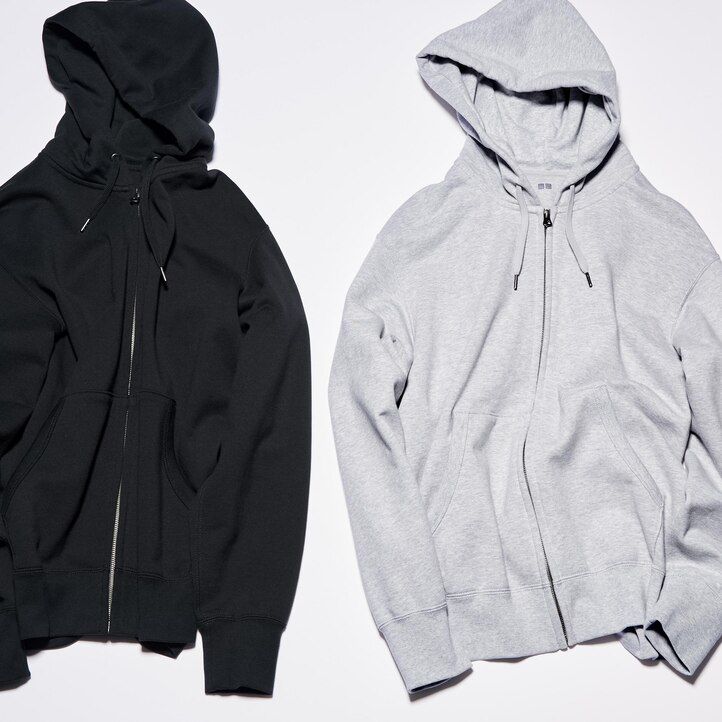 uniqlo sweat zipped herrhuvtröja blå