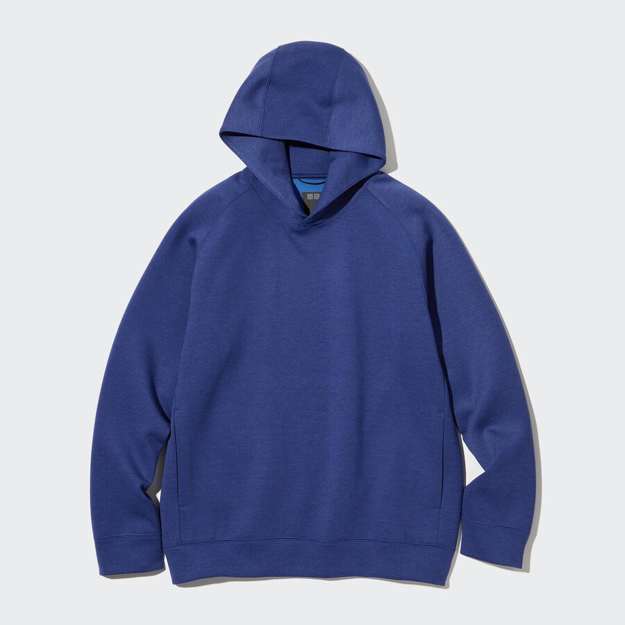blå uniqlo dry stretch-huvtröja för män