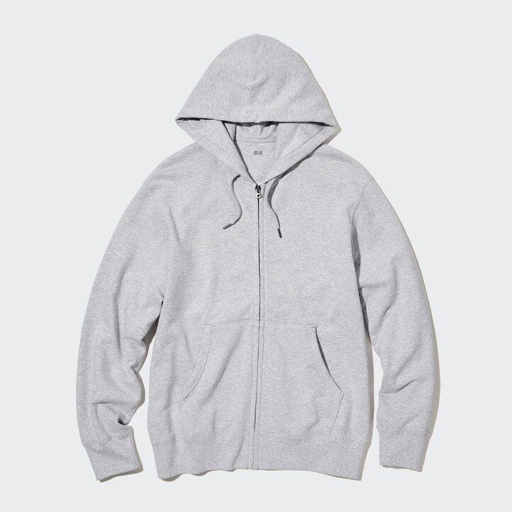 svart uniqlo herrmönstrad sweatshirt med dragkedja