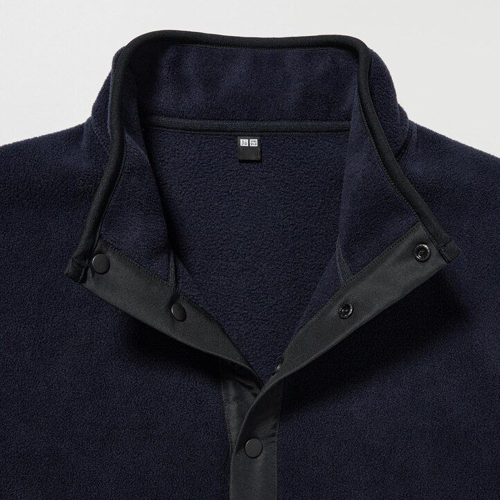 vit uniqlo fleece knäpptröja herrluvtröja