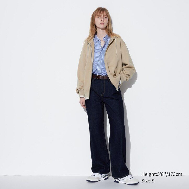uniqlo colour block zipped herrhuvtröja vit