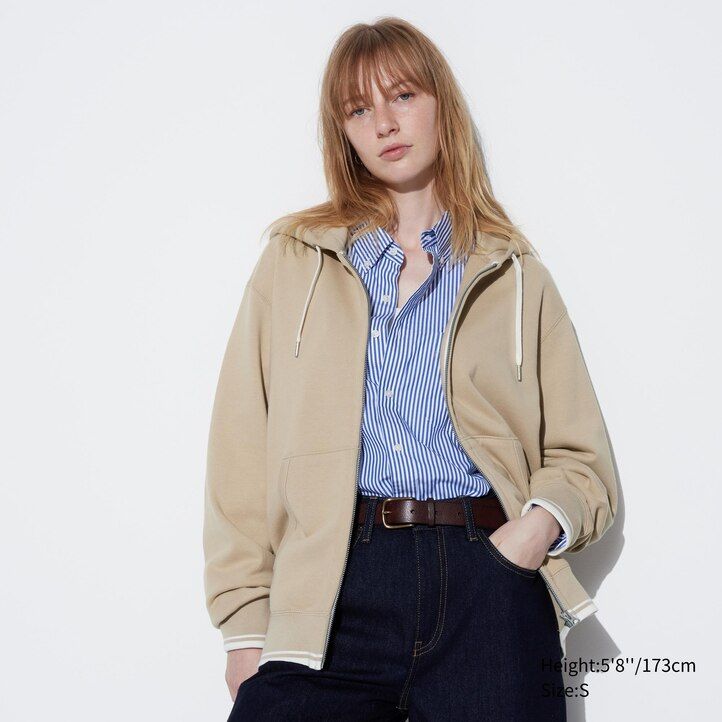 uniqlo colour block zipped herrhuvtröja vit