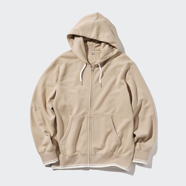 uniqlo colour block zipped herrhuvtröja vit