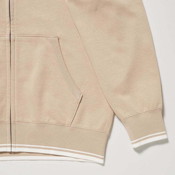 uniqlo colour block zipped herrhuvtröja vit