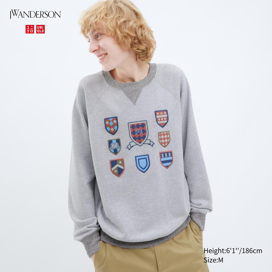 uniqlo college sweatshirt herrluvtröja grå