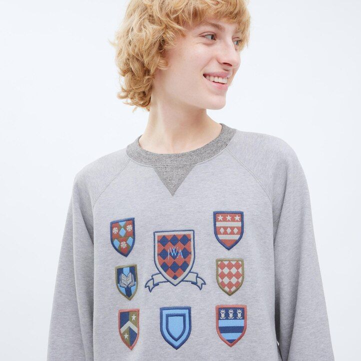 uniqlo college sweatshirt herrluvtröja grå