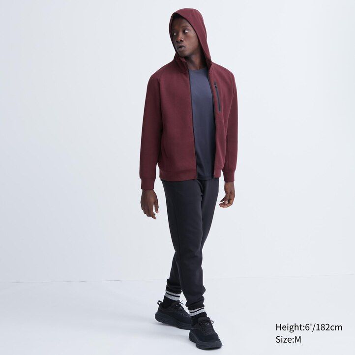 uniqlo dry sweat stretch zipped hoodie ljusgrå herr