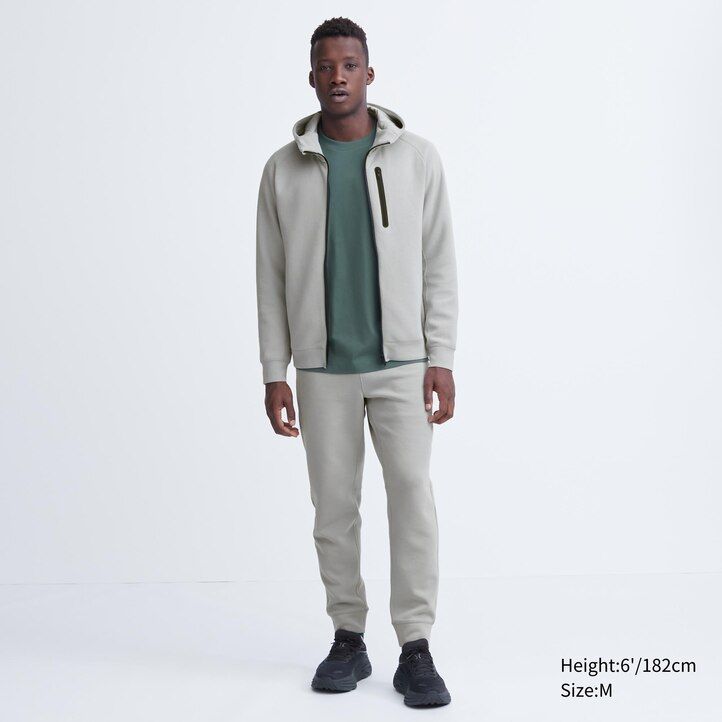 uniqlo dry sweat stretch zipped hoodie ljusgrå herr