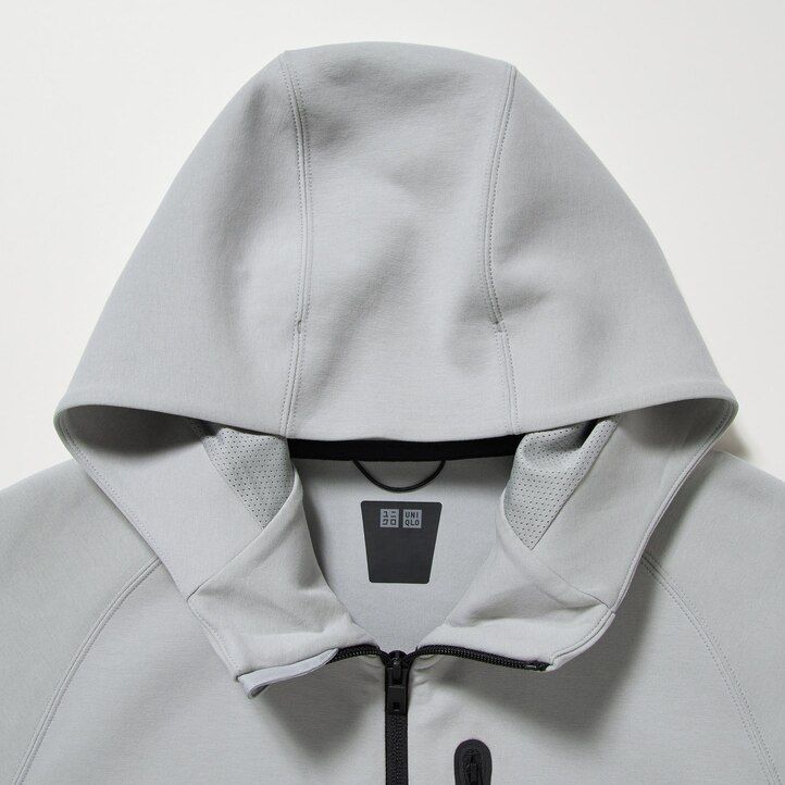 uniqlo dry sweat stretch zipped hoodie ljusgrå herr