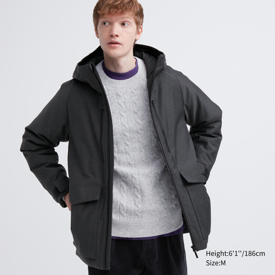 uniqlo hybrid dunjackor med 3d-snitt för män mörkgrå