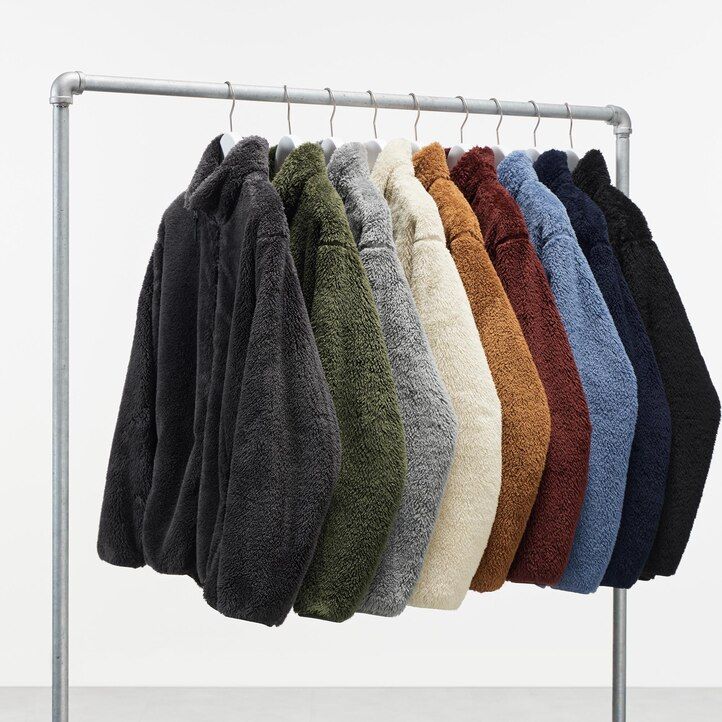 vita uniqlo fluffiga fleecejackor med dragkedja för män