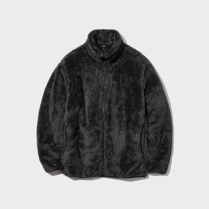 vita uniqlo fluffiga fleecejackor med dragkedja för män