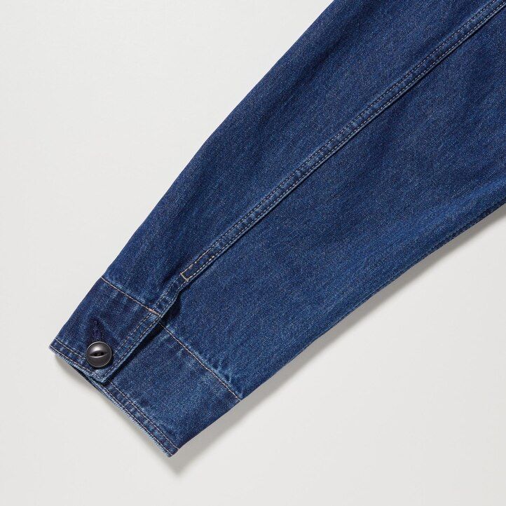 herr uniqlo denim utility jackor blå