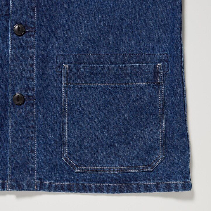 herr uniqlo denim utility jackor blå