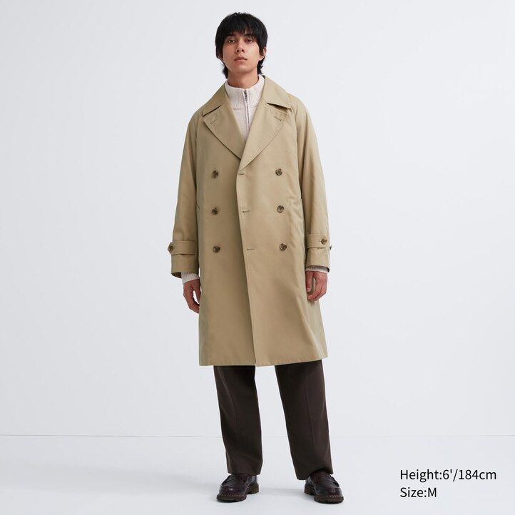 marinblå uniqlo trenchjackor för män