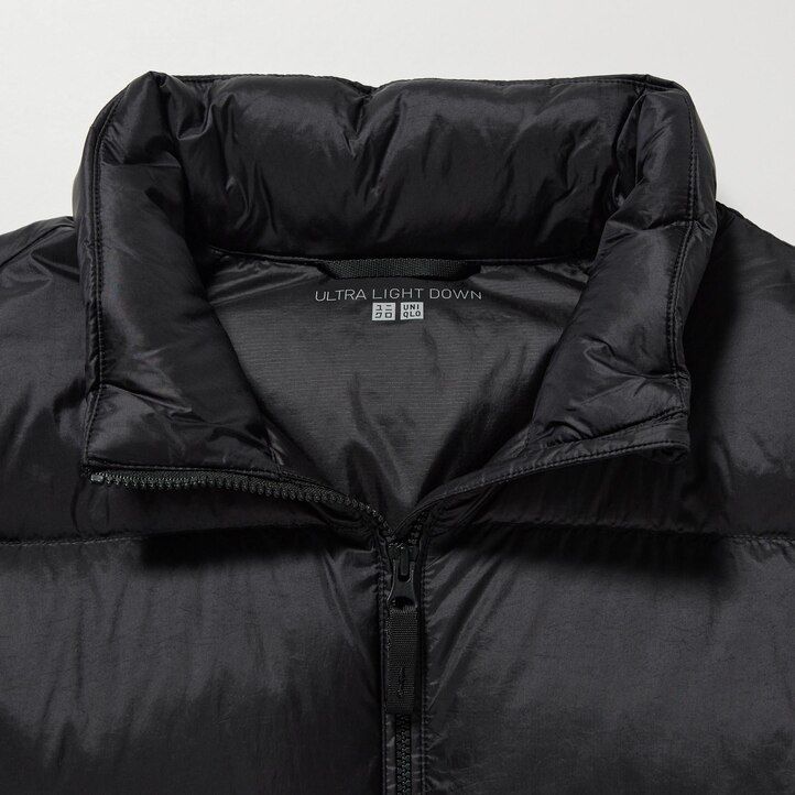 olivgrön uniqlo ultra light dunjacka med färgblock för herr