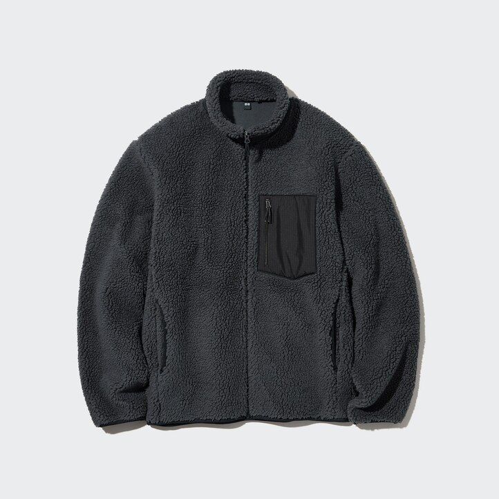 mörkgrå uniqlo vindtäta fleecejackor för män