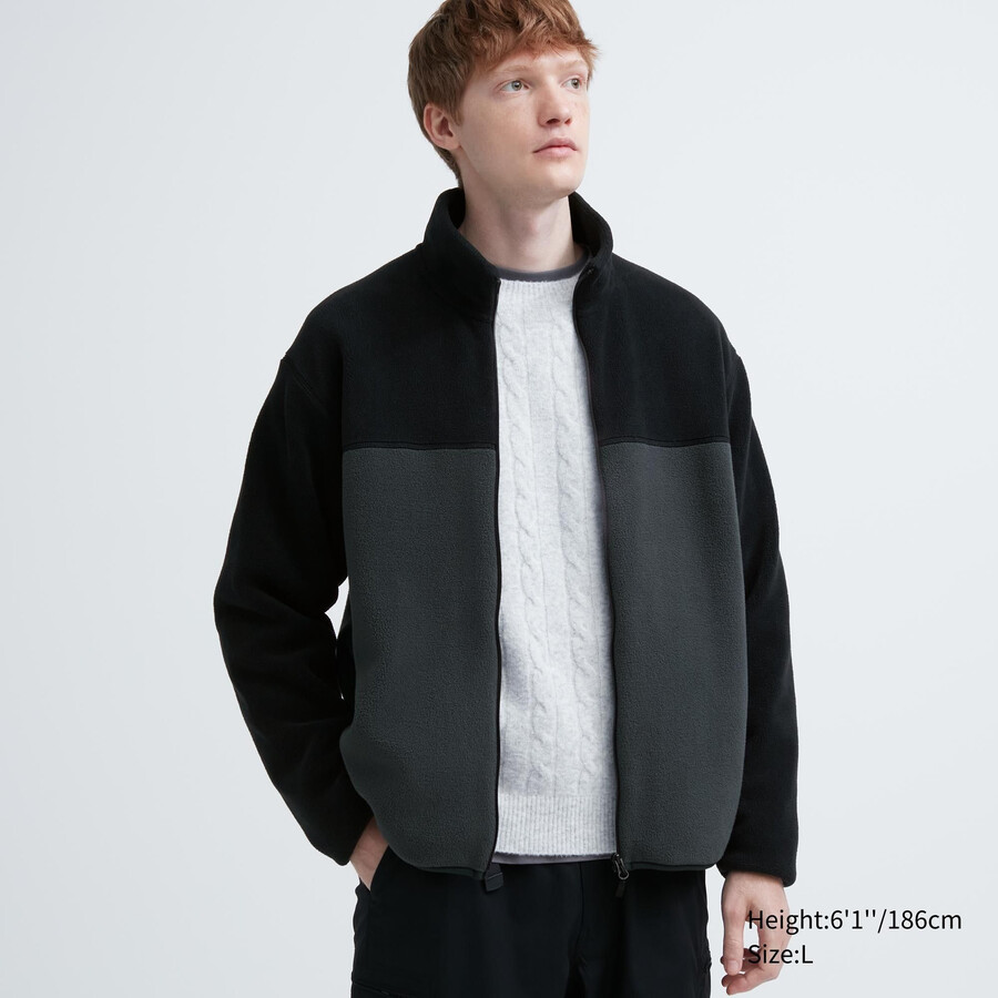 uniqlo fleece zipless herrjackor grå