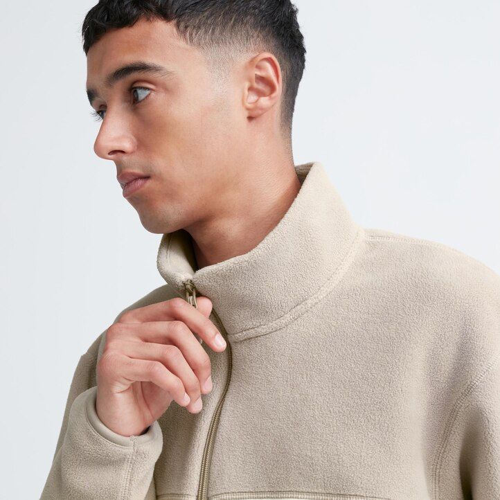 uniqlo fleece zipless herrjackor grå