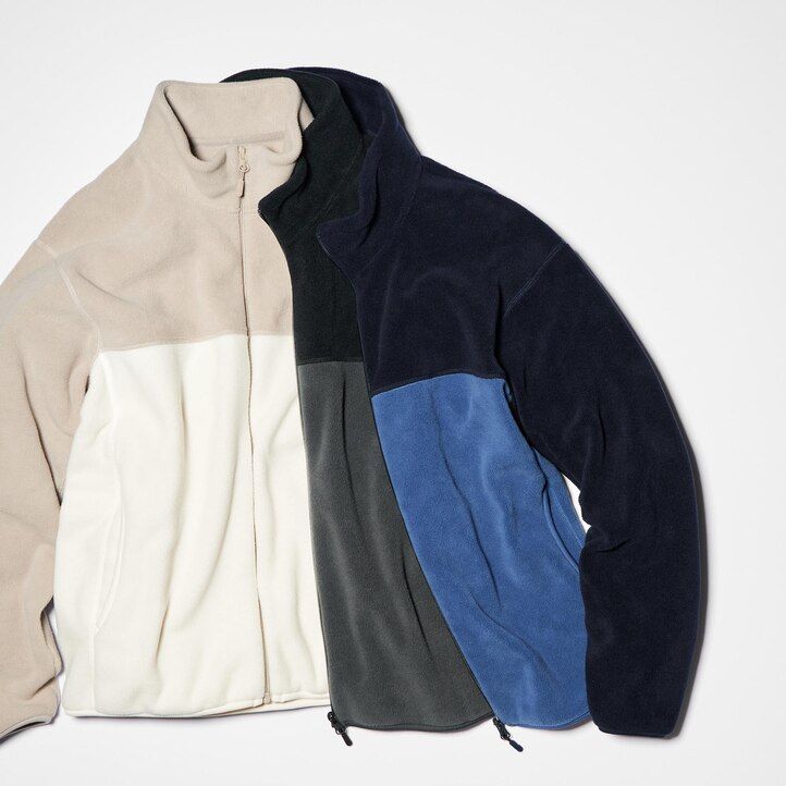 uniqlo fleece zipless herrjackor grå