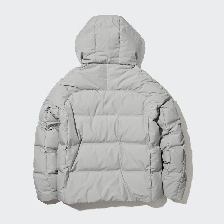 ljusgrå uniqlo sömlösa dunjackor med 3d-snitt för män