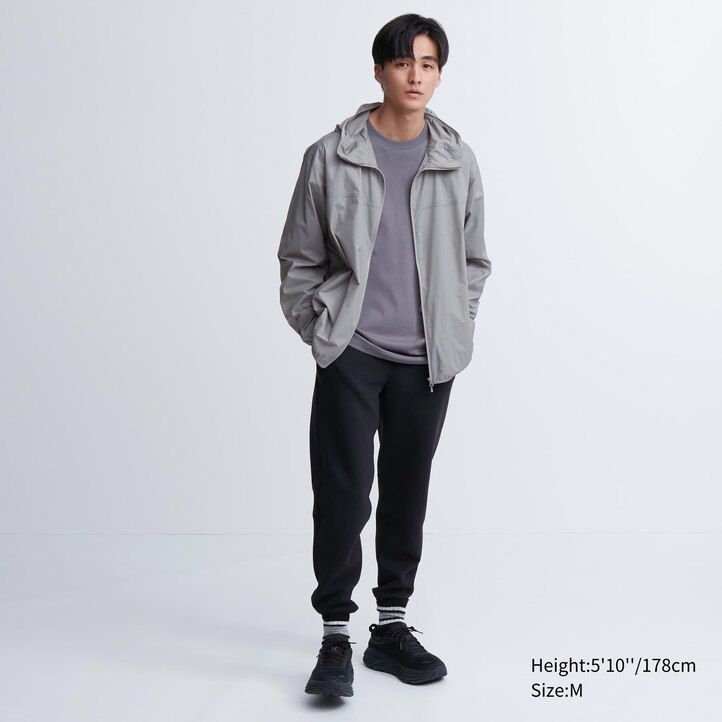 orange uniqlo herrjackor med uv-skydd och 3d-snitt fickor