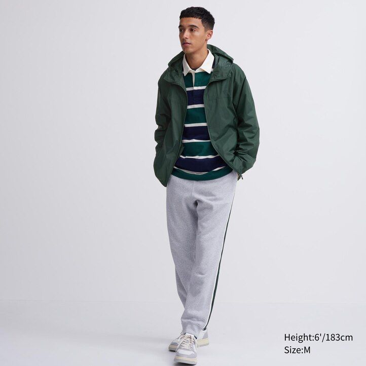 orange uniqlo herrjackor med uv-skydd och 3d-snitt fickor