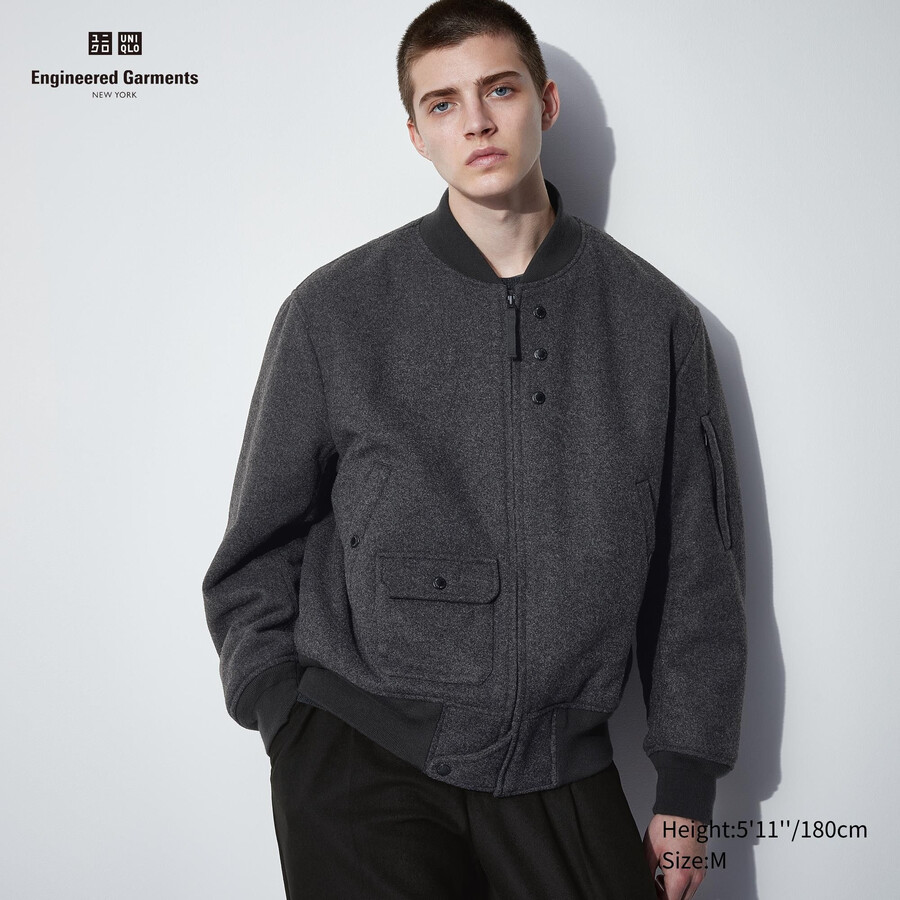 uniqlo heattech varm vadderad blouson herrjackor mörkgrå