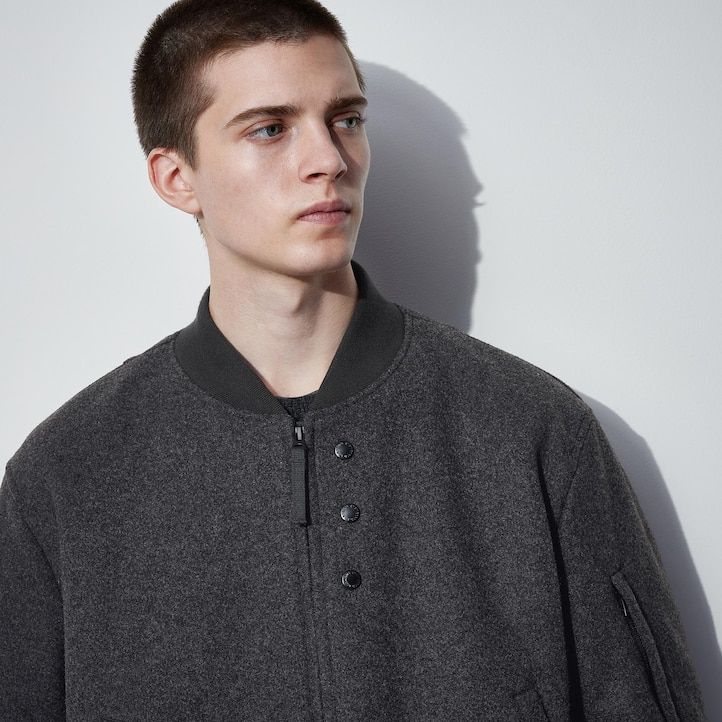 uniqlo heattech varm vadderad blouson herrjackor mörkgrå