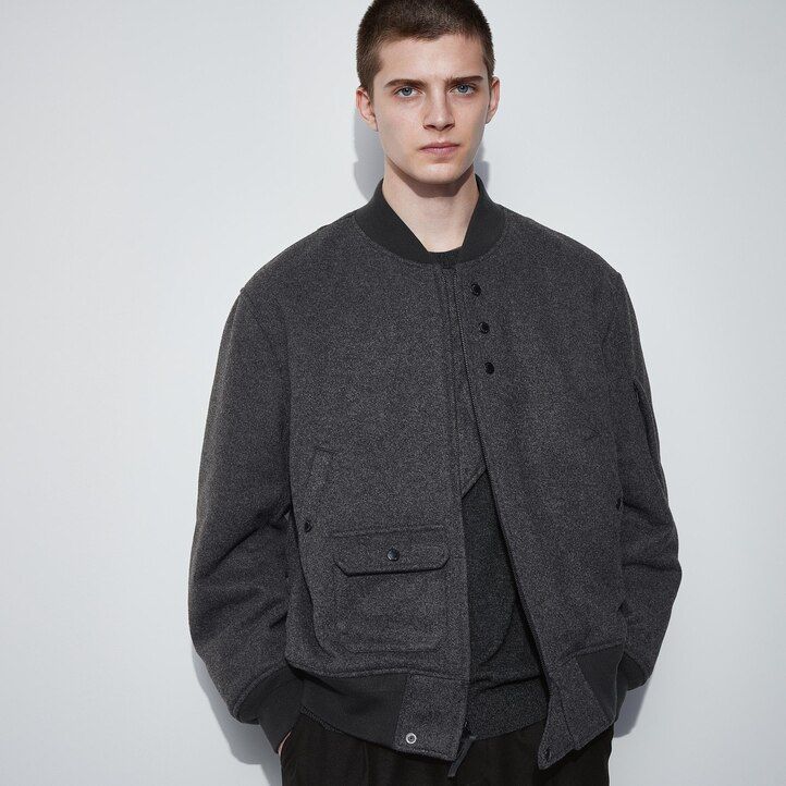 uniqlo heattech varm vadderad blouson herrjackor mörkgrå