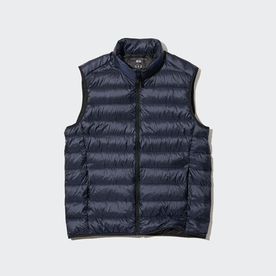 marinblå uniqlo ultra light dunjackor för herr
