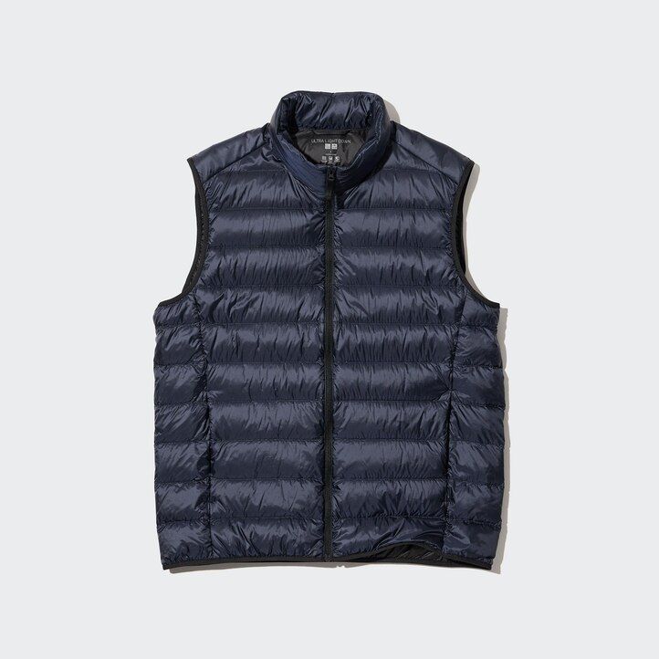 marinblå uniqlo ultra light dunjackor för herr