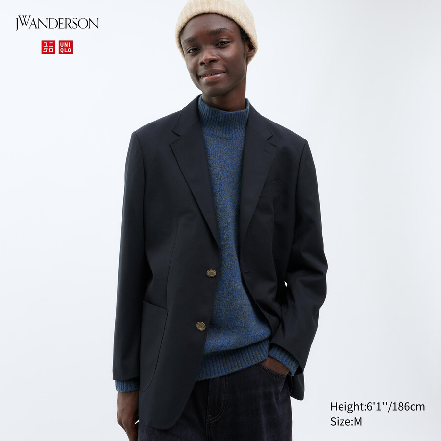 uniqlo skräddarsydda jackor marinblå för män