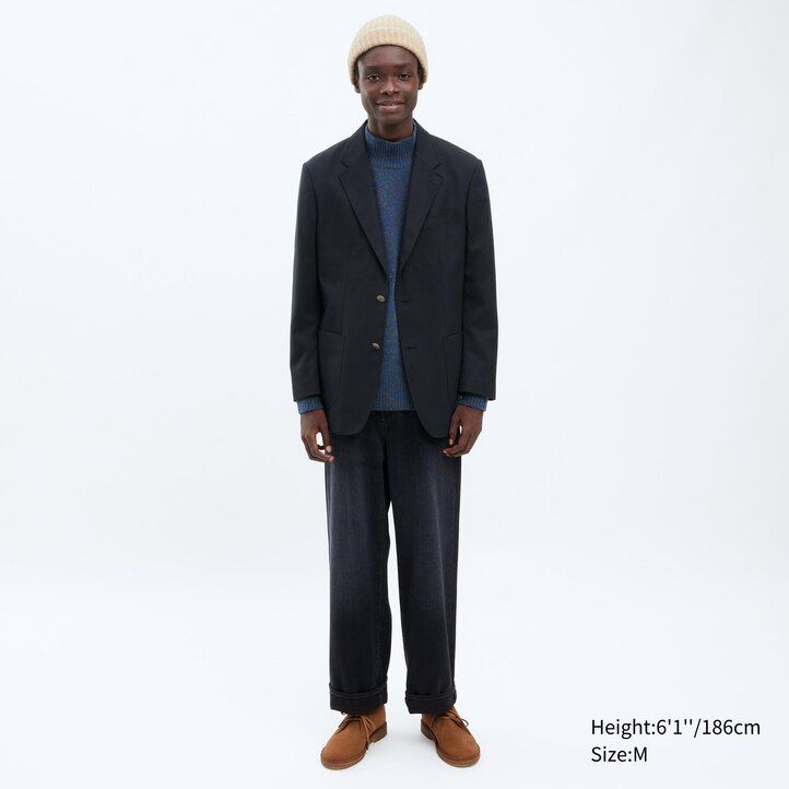 uniqlo skräddarsydda jackor marinblå för män