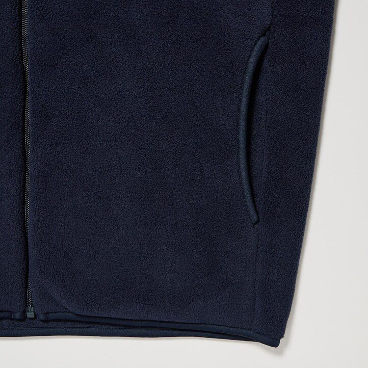 marinblå uniqlo fleecejackor med dragkedja för män