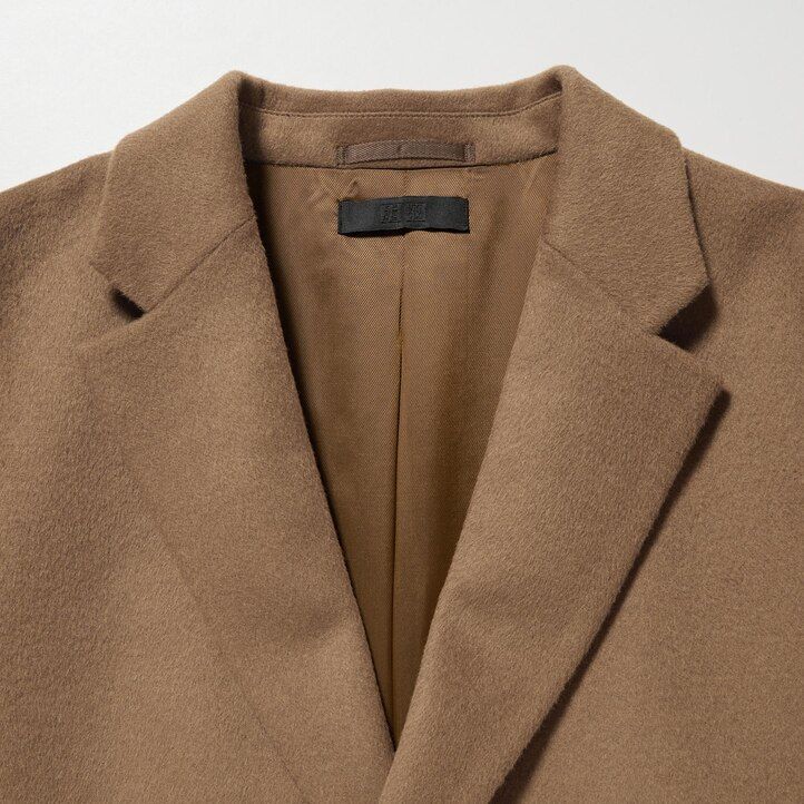 uniqlo ullblandad chesterfieldjacka i svart för män