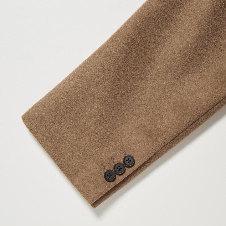uniqlo ullblandad chesterfieldjacka i svart för män