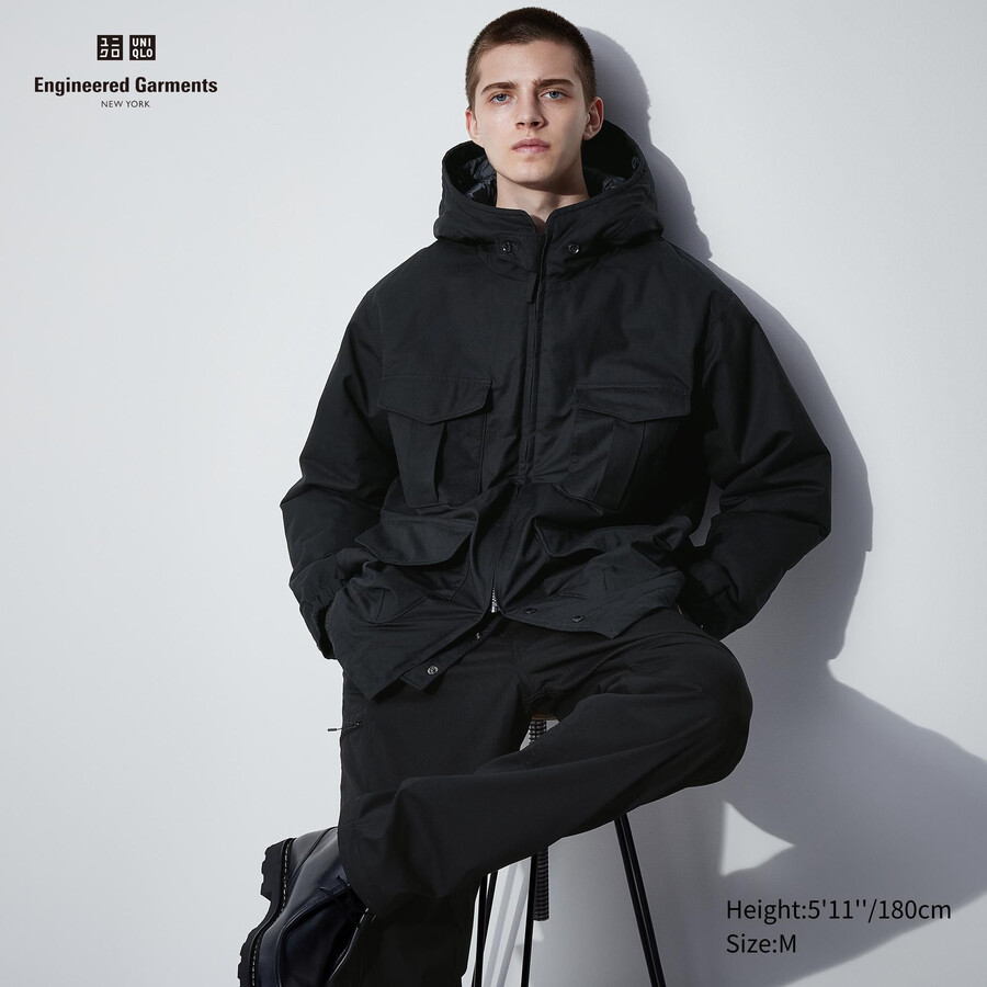 uniqlo heattech varm vadderad utility jacka herr svart