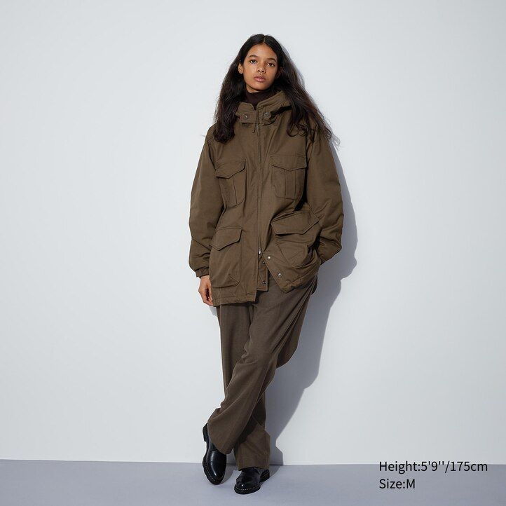 uniqlo heattech varm vadderad utility jacka herr svart