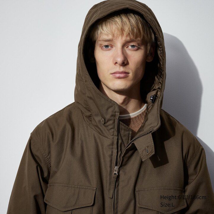 uniqlo heattech varm vadderad utility jacka herr svart
