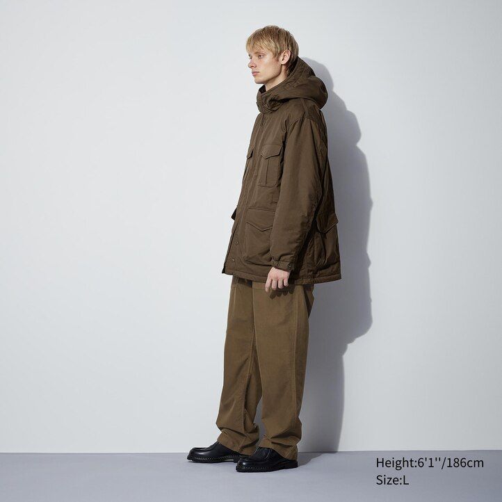 uniqlo heattech varm vadderad utility jacka herr svart