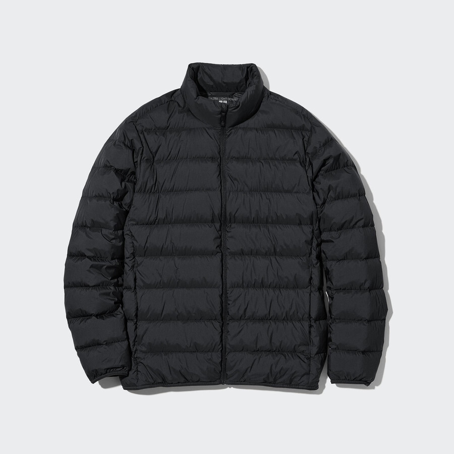 svarta uniqlo ultra light down 3d cut herrjackor