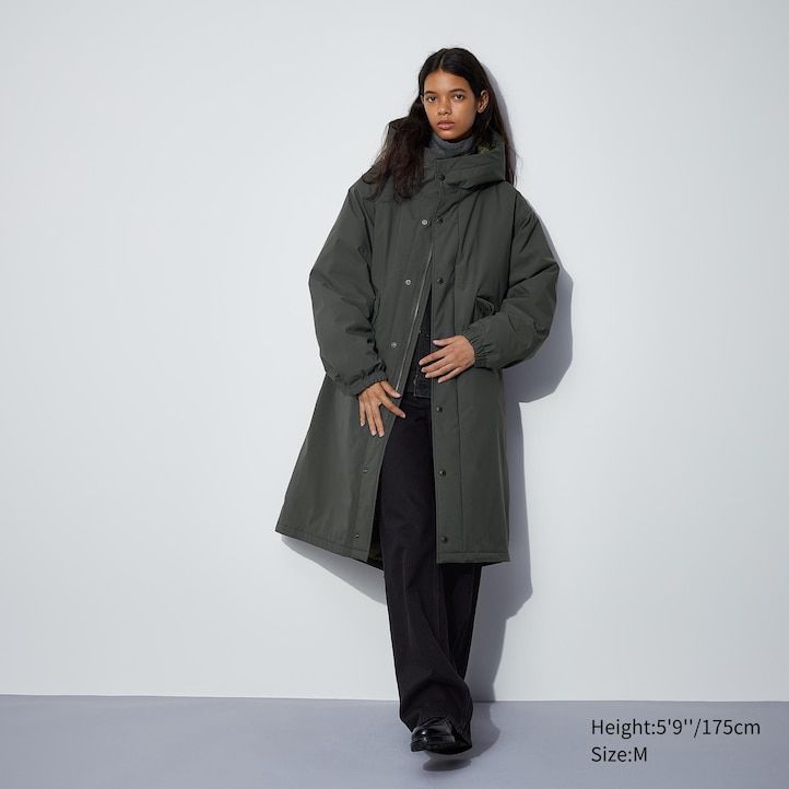 mörkgrå uniqlo heattech varma vadderade jackor för herr