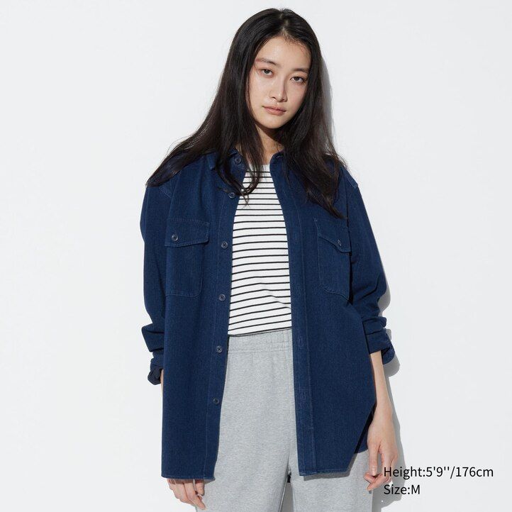 blå uniqlo denim jersey herrjackor